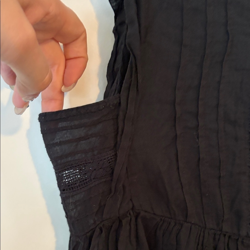 FREE PEOPLE | Cotton Black Lace Tunic Mini Dress with Pockets Coverup - Picture 10 of 16